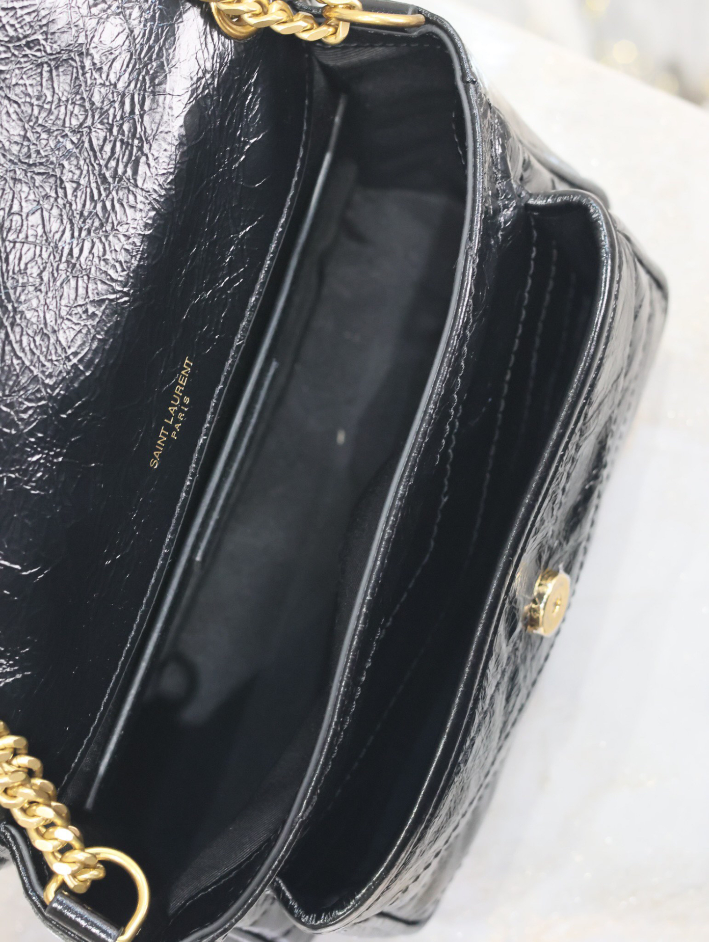 2026サンローラン「Saint Laurent NIKI スモール ヴィンテージクリンクルレザー チェーンショルダーバッグ