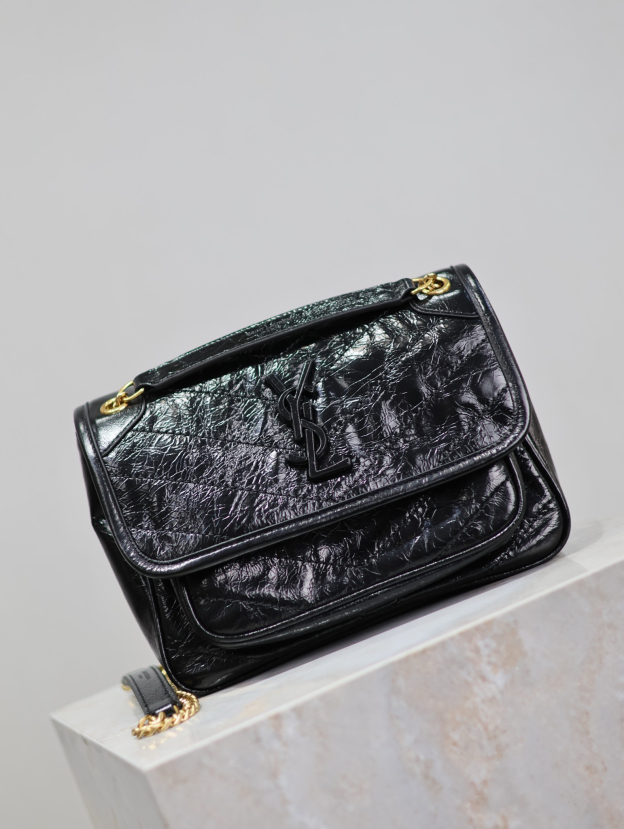 2026サンローラン「Saint Laurent NIKI スモール ヴィンテージクリンクルレザー チェーンショルダーバッグ
