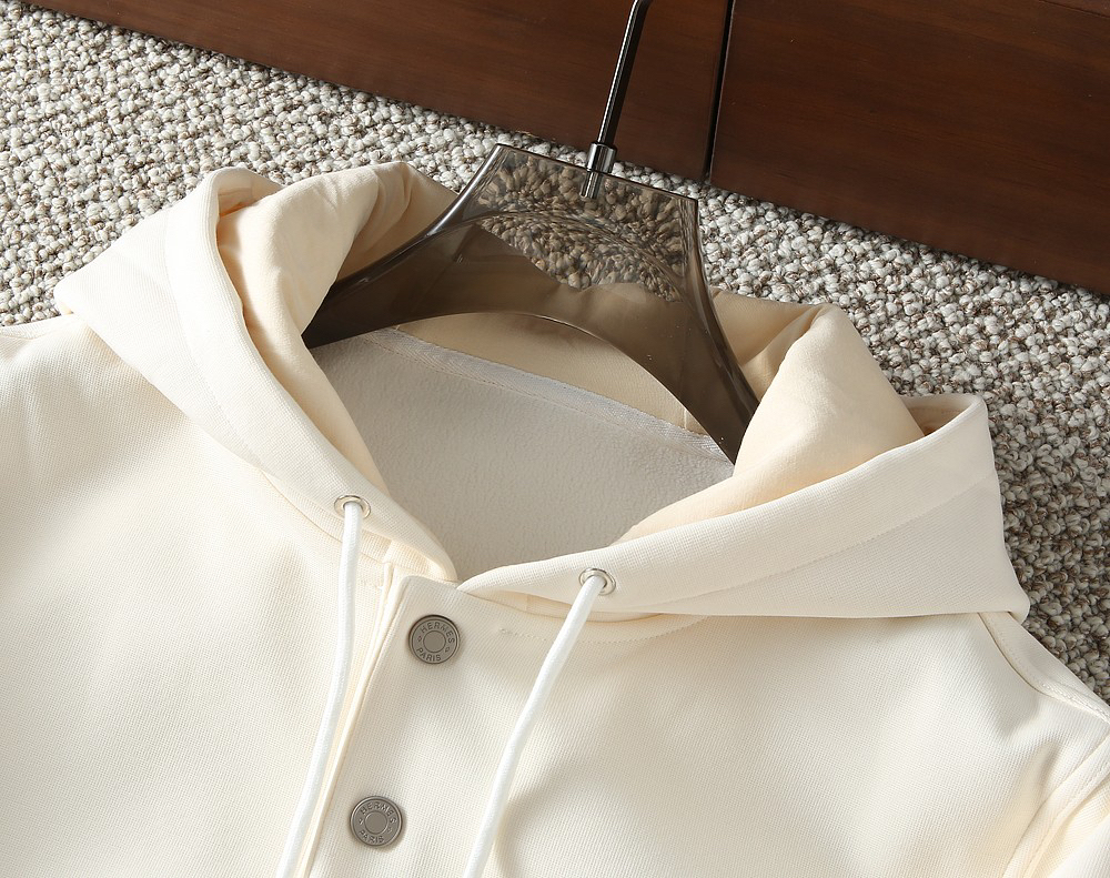 エルメス「Hermès」Empreintes Sellier Cuir 新型フード付きスウェットシャツ