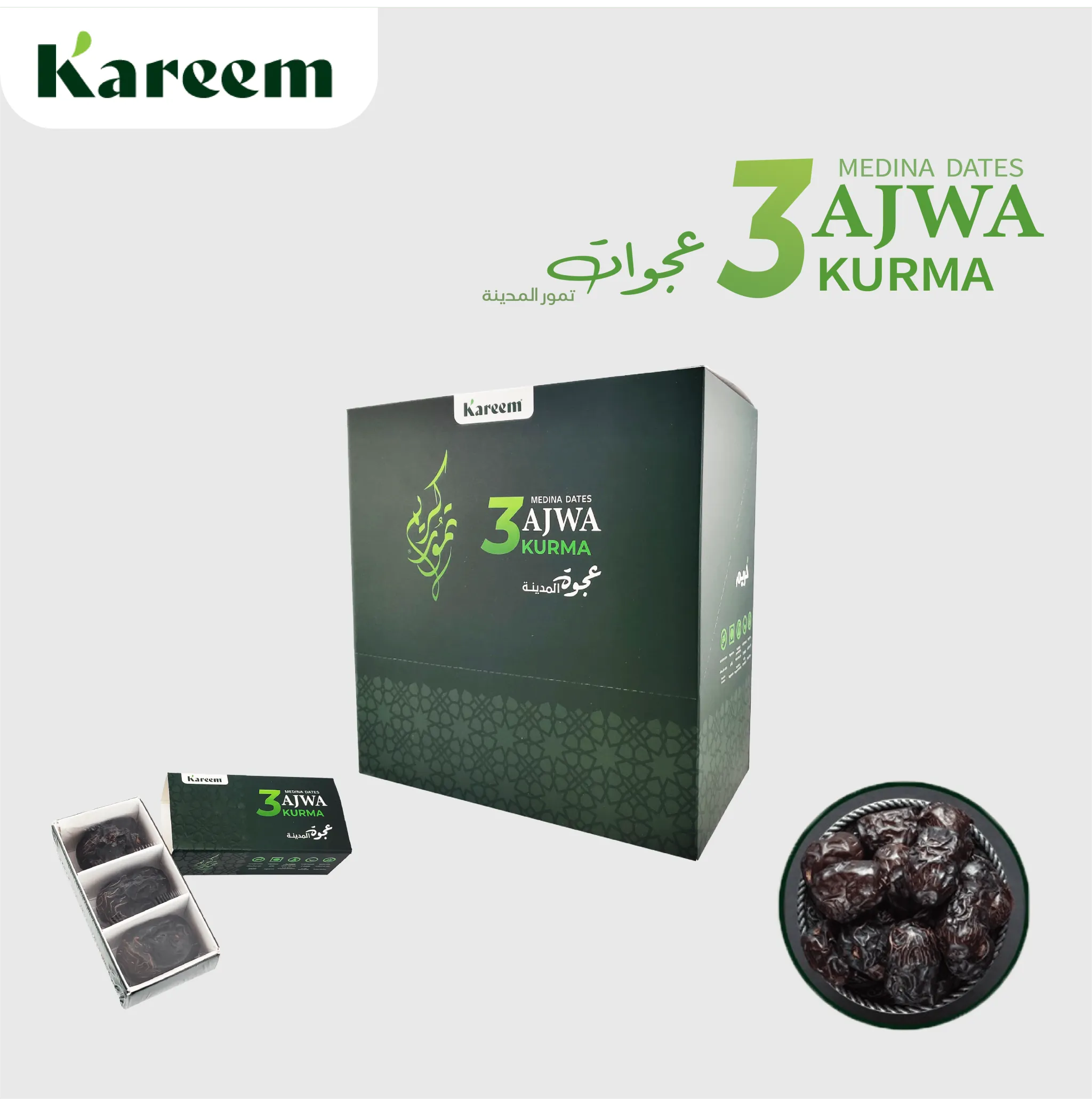 KAREEM KURMA AJWA PREMIUM J EXCLUSIVE MINI PACKAGING 3 BIJI