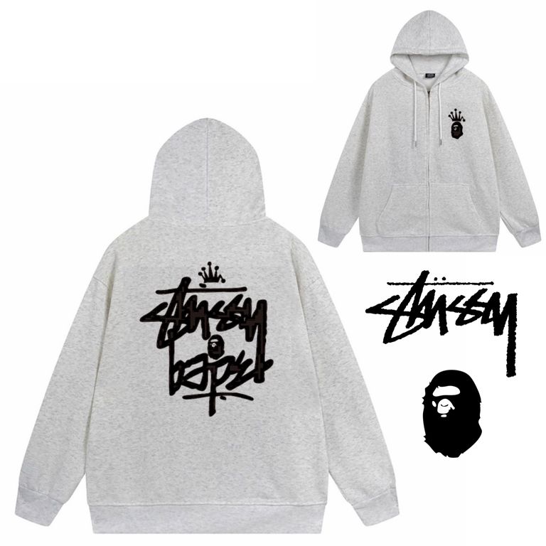 STUSSY X BAPE Co-branded crown hoodie（ユニセックス）