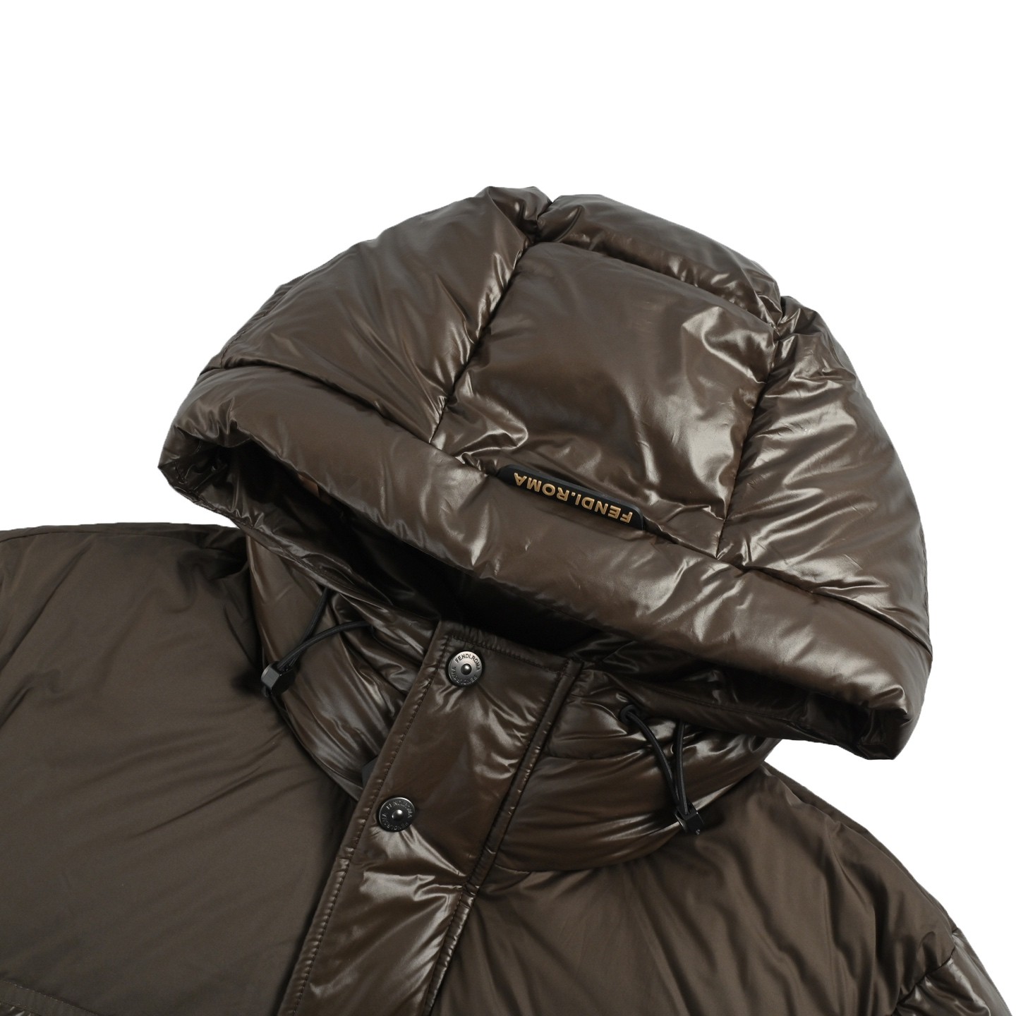 FENDI フェンディ 25FW 袖標拼接 フード付きダウンジャケット ブラック