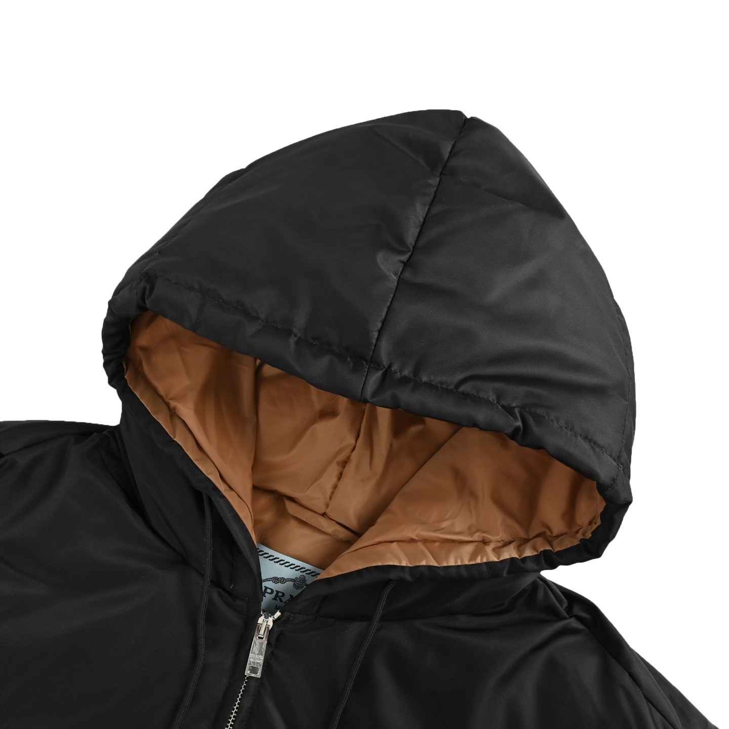 PRADA プラダ ナイロンジッパーカラーコントラストフーデッドダウンジャケット