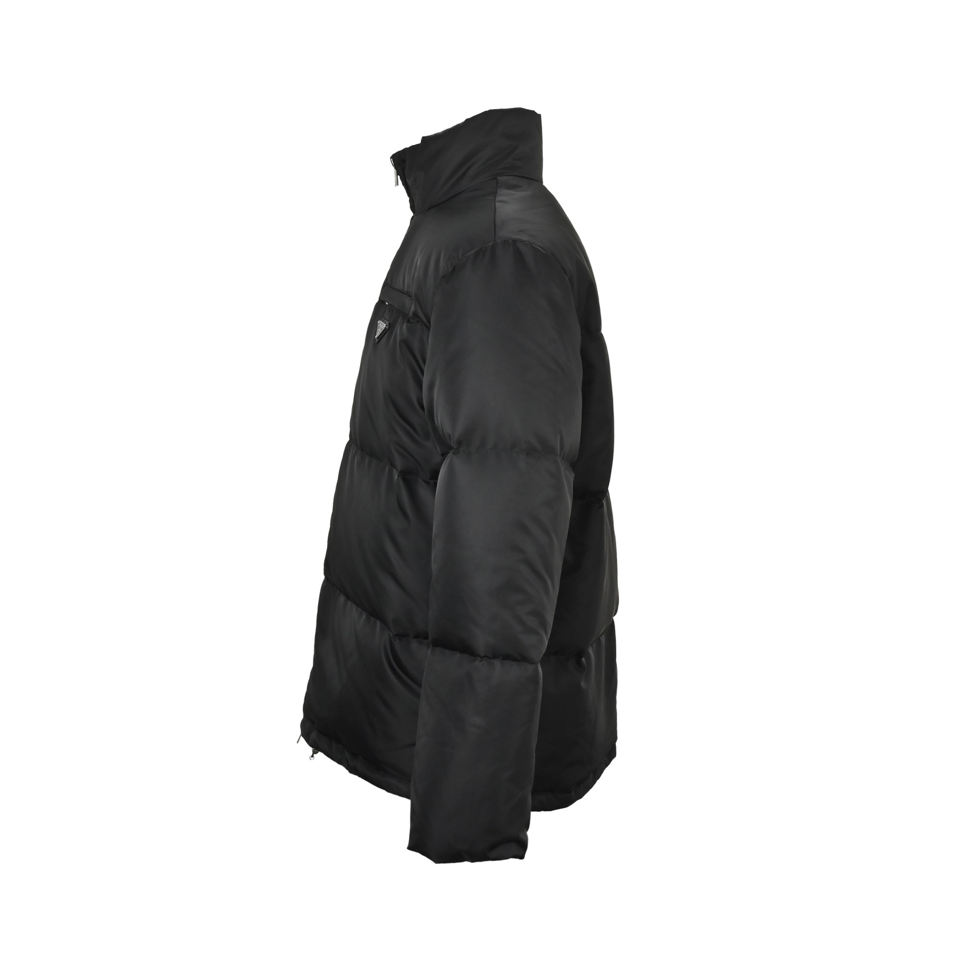 PRADA プラダ ブラック 再生ナイロン 撞色リブコollar ダウンジャケット