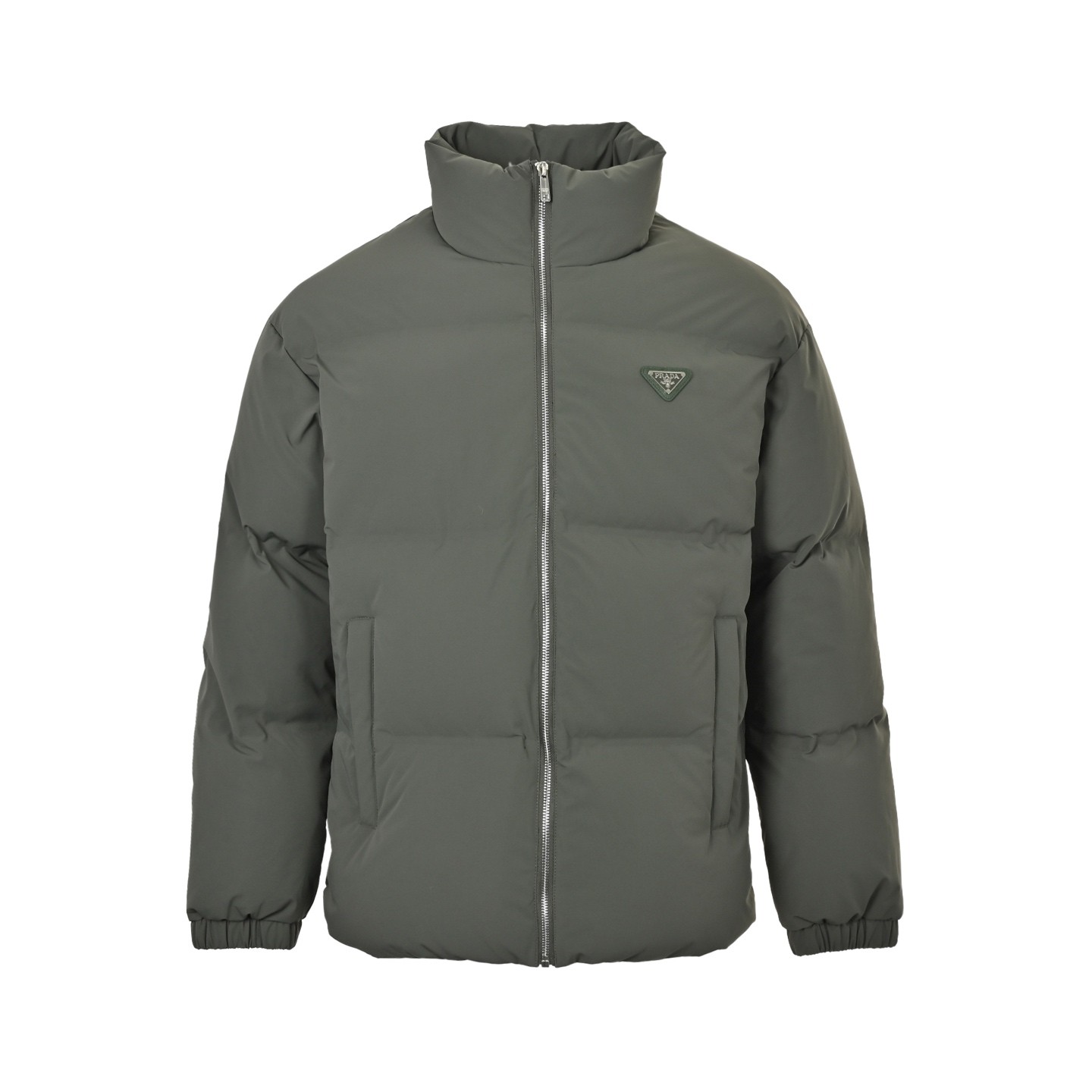 PRADA プラダ ブラック 再生ナイロン 撞色リブコollar ダウンジャケット