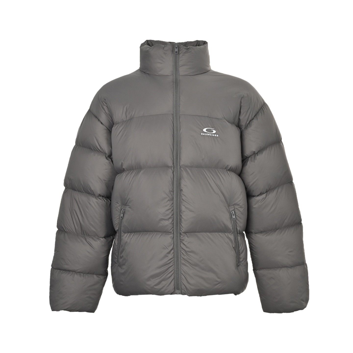 Balenciaga バレンシアガ リングロゴ ハイネック ダウンジャケット ダークグレー ブラック