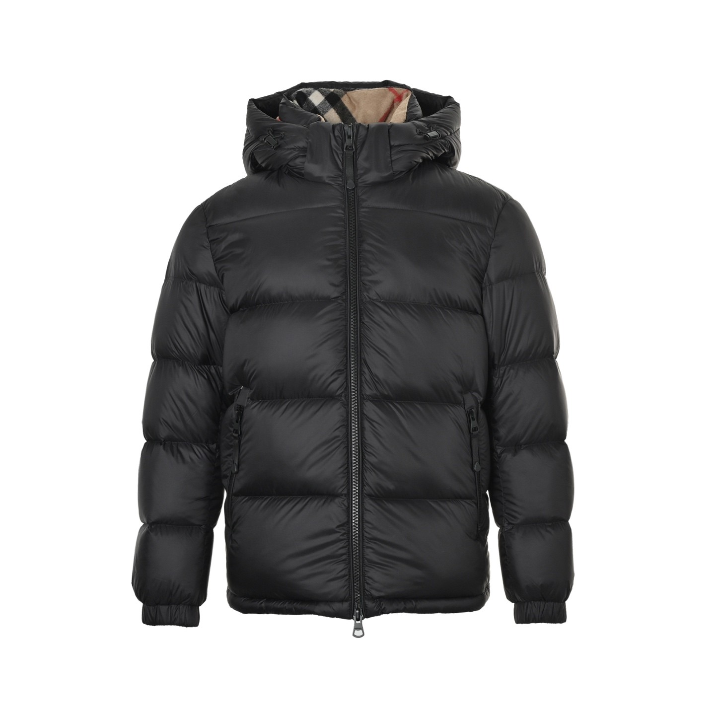 Burberry バーバリー 25FW新作 グレンチェックフードダウンジャケット ブラック