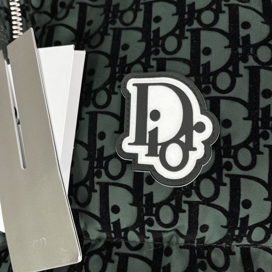 Dior ディオール 2025ss メンズ 立領 ダウンジャケット ブラックグレーン柄