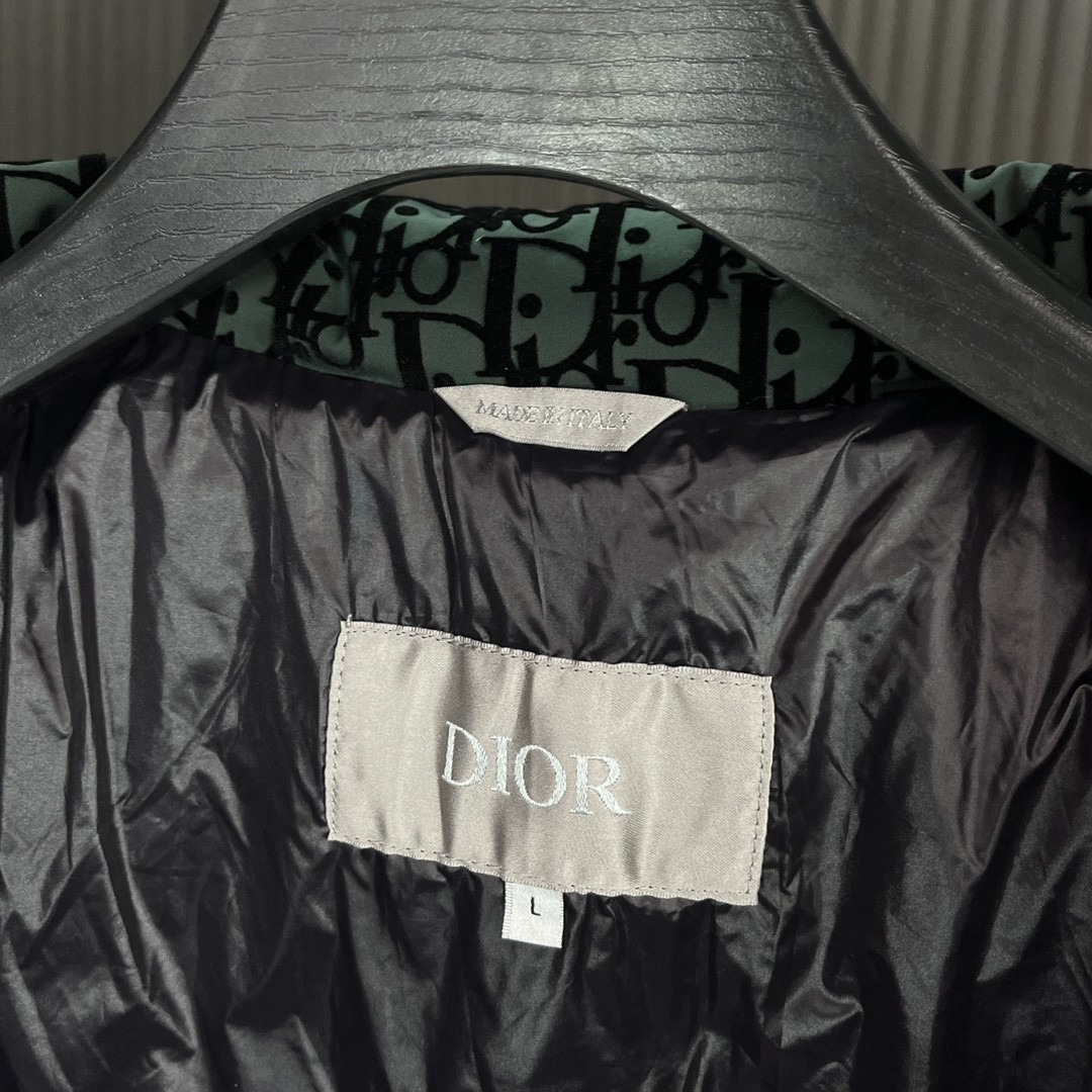 Dior ディオール 2025ss メンズ 立領 ダウンジャケット ブラックグレーン柄