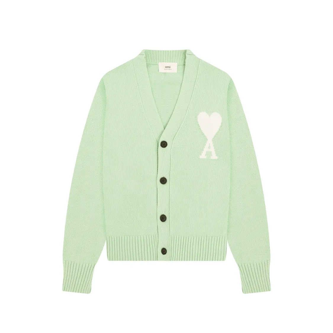 AMI PARIS（アミ パリス） オーバーサイズ ウール カーディガン 男女兼用ロゴニット
