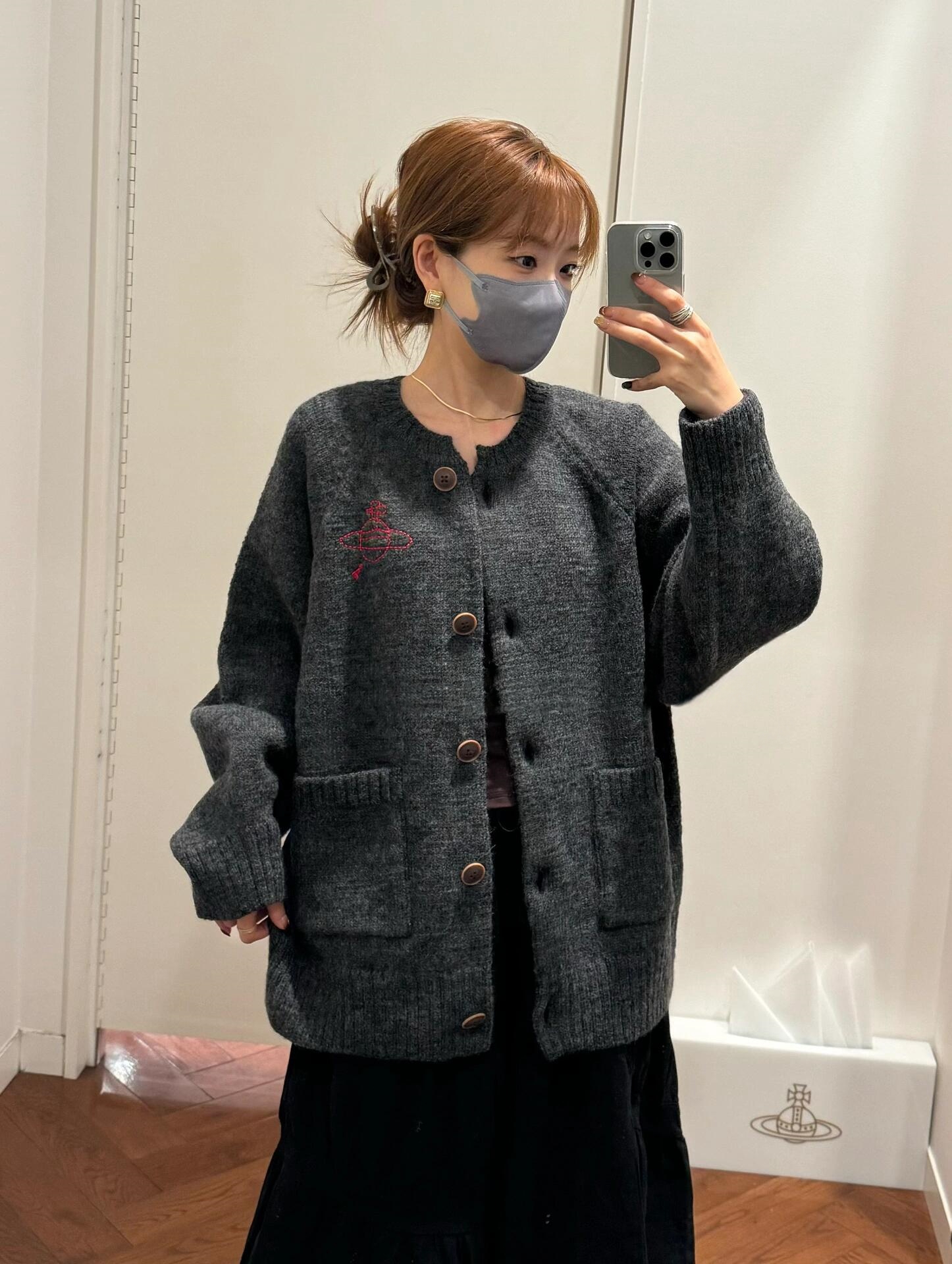 Vivienne Westwood 土星モチーフ ウールニット ロングカーディガン スカーフ付き 厚手アウター