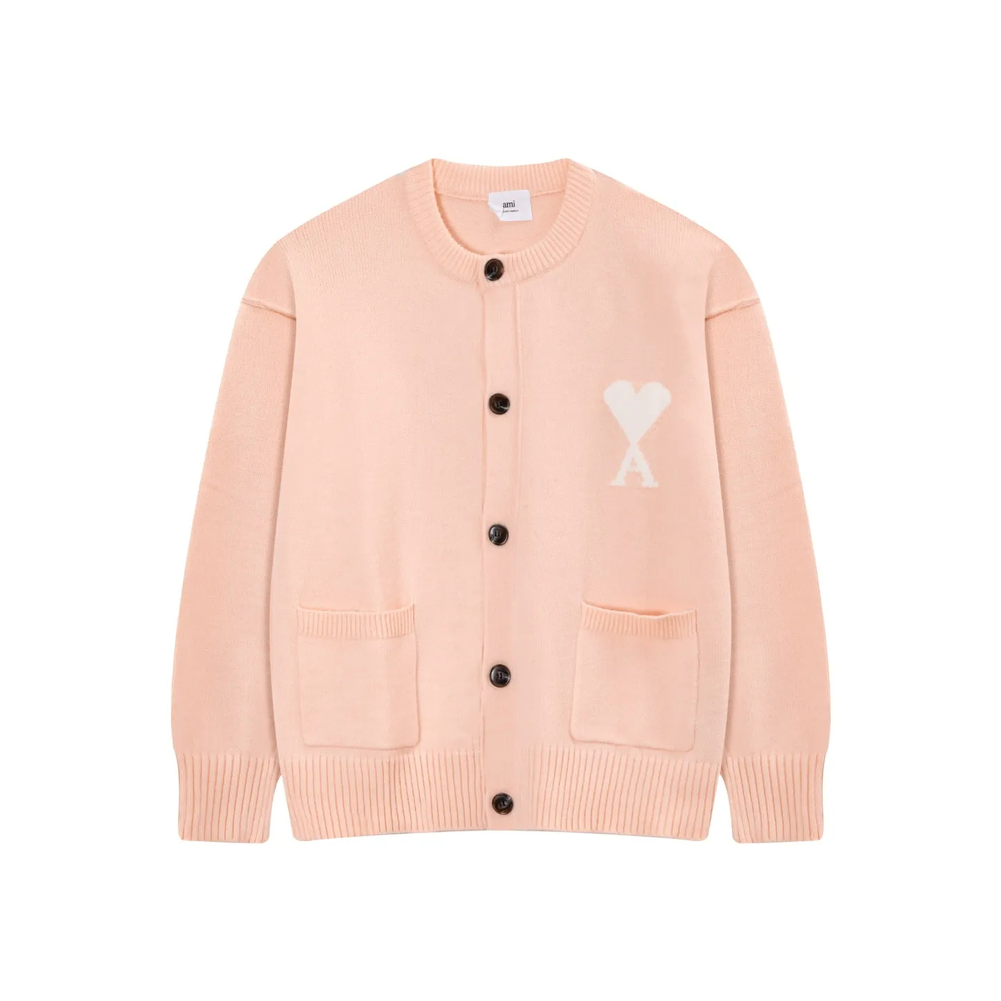 AMI PARIS（アミ パリス） オーバーサイズ ウール カーディガン 男女兼用ロゴニット