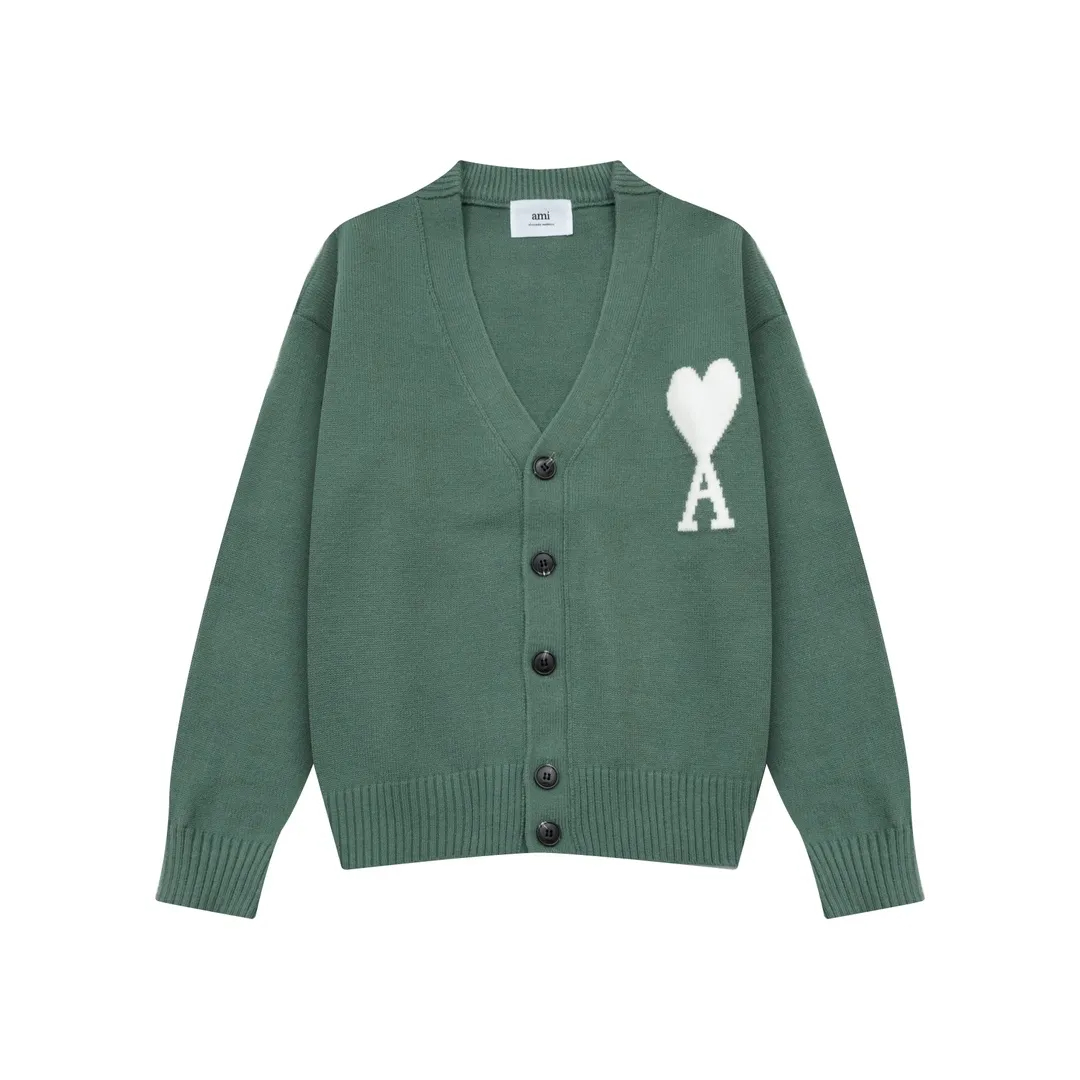 AMI PARIS（アミ パリス） オーバーサイズ ウール カーディガン 男女兼用ロゴニット