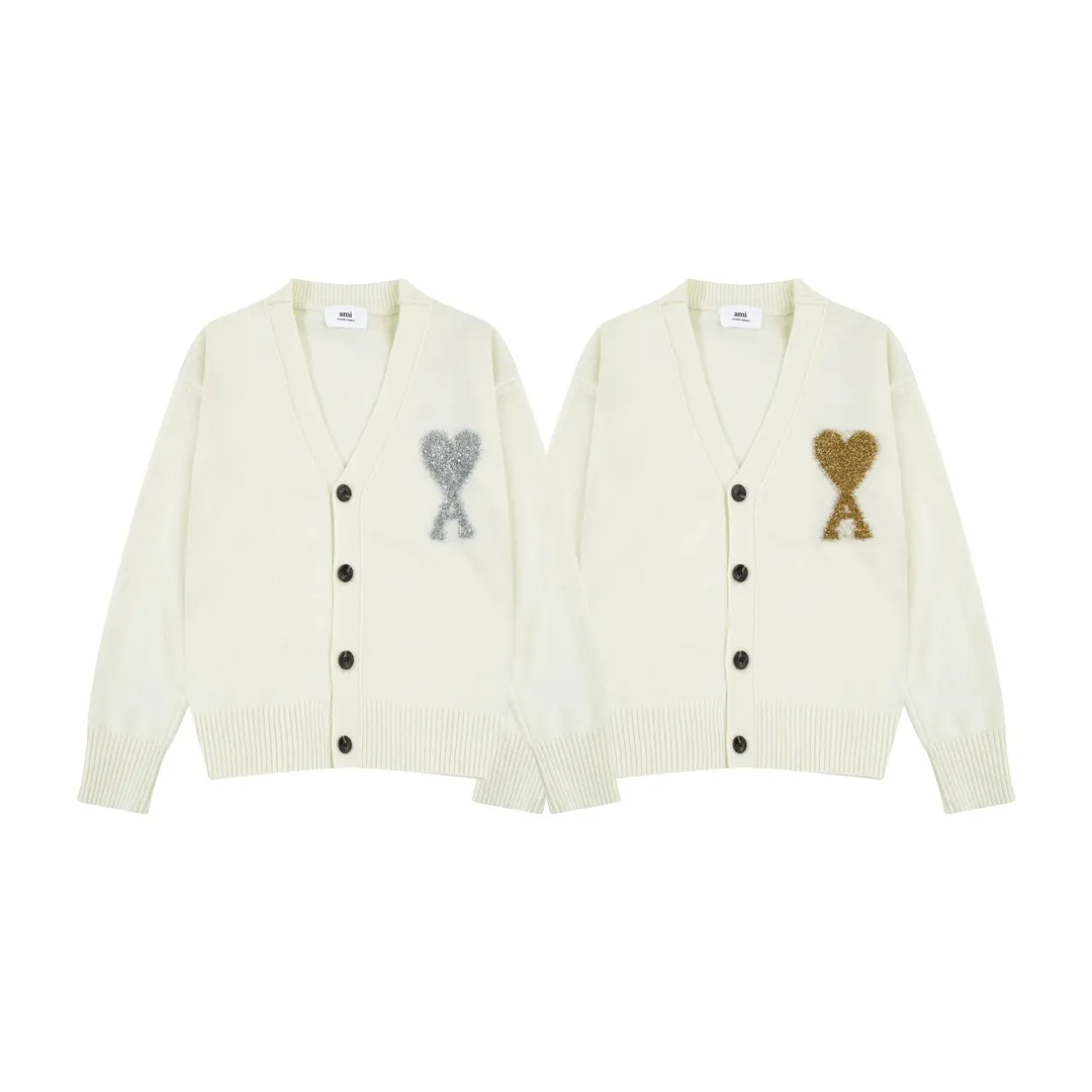 AMI PARIS（アミ パリス） オーバーサイズ ウール カーディガン 男女兼用ロゴニット