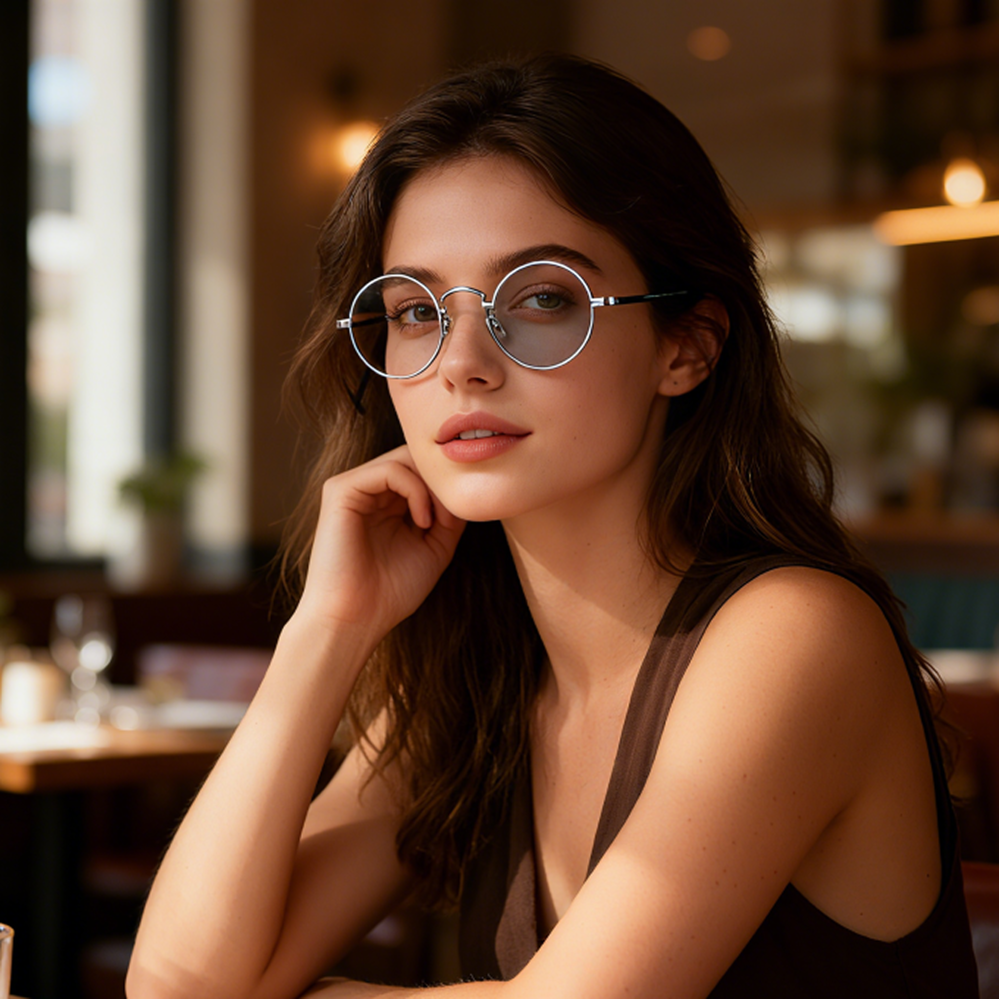 Silver-framed round glasses