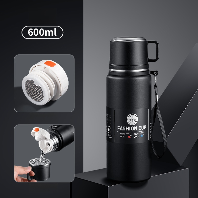 【48-Hour Long-Lasting Insulation】Large Capacity Dual-Lid Thermal Cup