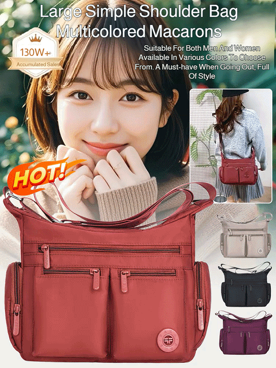 Simple Multi-Pocket Large Shoulder Bag, Colorful Options