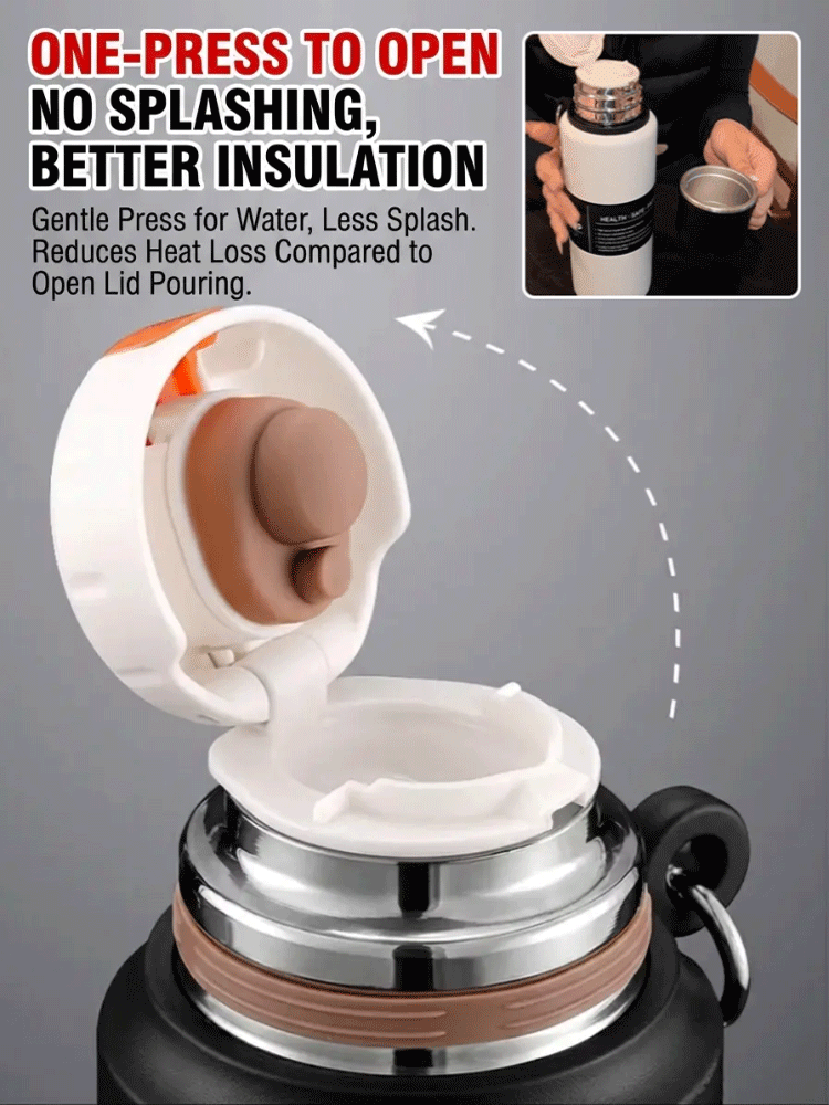 【48-Hour Long-Lasting Insulation】Large Capacity Dual-Lid Thermal Cup