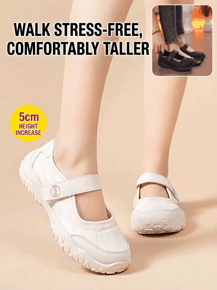 5cm Height Increase Shallow Mary Jane Shoes with Velcro for Women