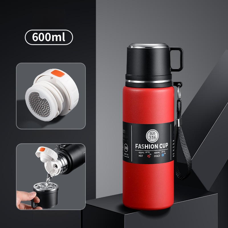 【48-Hour Long-Lasting Insulation】Large Capacity Dual-Lid Thermal Cup