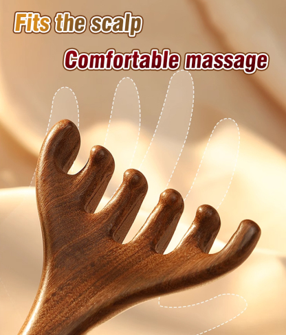 Golden Sandalwood Six-Claw Meridian Massage Comb