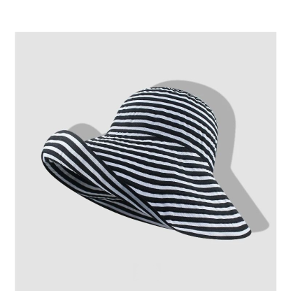 Vintage Striped Wide Brim Bucket Hat