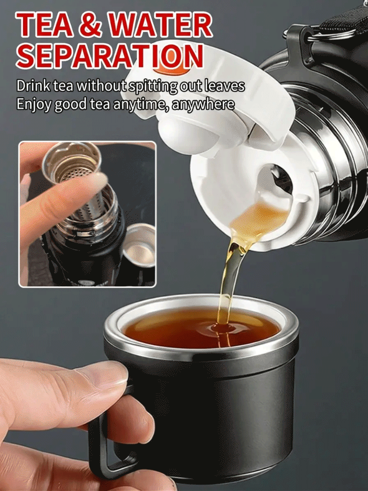 【48-Hour Long-Lasting Insulation】Large Capacity Dual-Lid Thermal Cup