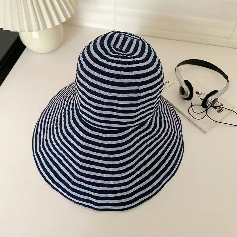 Vintage Striped Wide Brim Bucket Hat