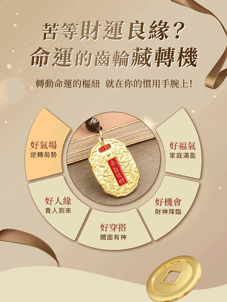 Brass Wealth and Safety Talisman Ornament