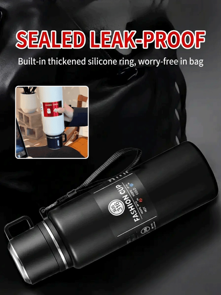 【48-Hour Long-Lasting Insulation】Large Capacity Dual-Lid Thermal Cup