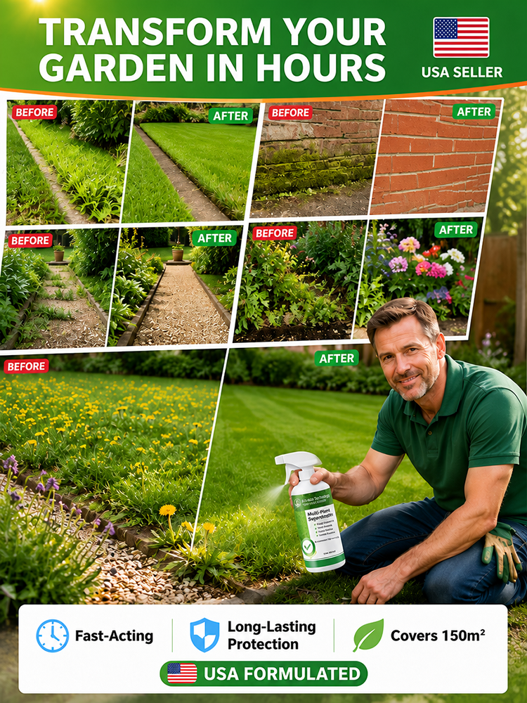 Fast-Acting Weed & Bamboo Removal Spray, 1 Application, 5 Years Weed-Free!【One capful diluted in 60 liters of water can cover 1000 square meters! 100% glyphosate-free, 8 times more effective!】