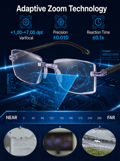 【German Optical Technology】0.01s Autofocus Progressive Lenses | +1.00–+7.00 diopters stepless for reading & driving 【Buy once, service for life – you'll never need glasses again!】