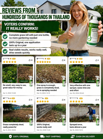 Fast-Acting Weed & Bamboo Removal Spray, 1 Application, 5 Years Weed-Free!【One capful diluted in 60 liters of water can cover 1000 square meters! 100% glyphosate-free, 8 times more effective!】