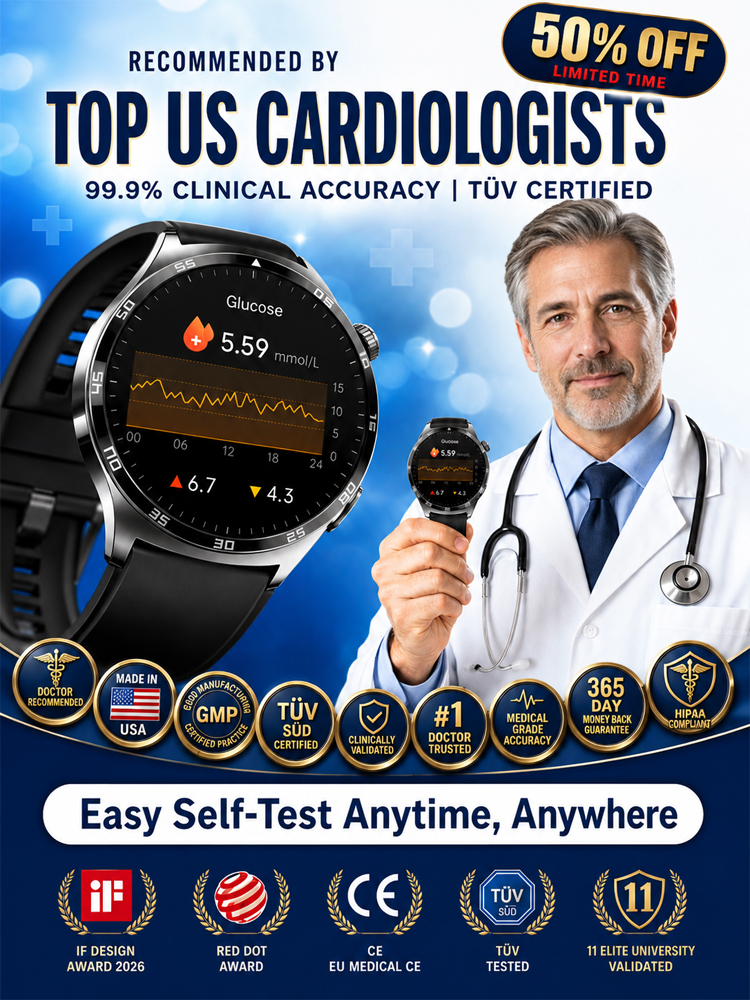 High-precision smart blood glucose monitoring watch【Continuous 24-hour monitoring of health indicators such as blood sugar, blood pressure, and blood oxygen!Clinically validated accuracy rate of 99.9%!】