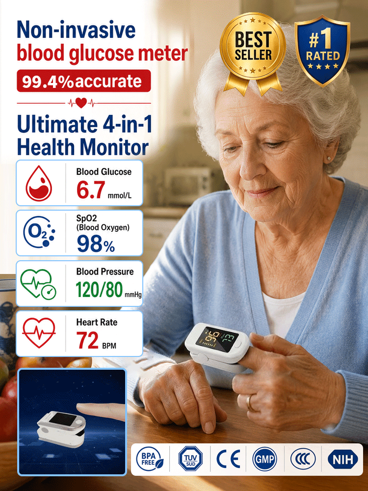 【Official Store】【Professional Medical Equipment】Portable home pulse oximeterMeasures blood glucose, blood pressure, blood oxygen, and heart rate in 3 seconds! Clinically proven accuracy 99%!