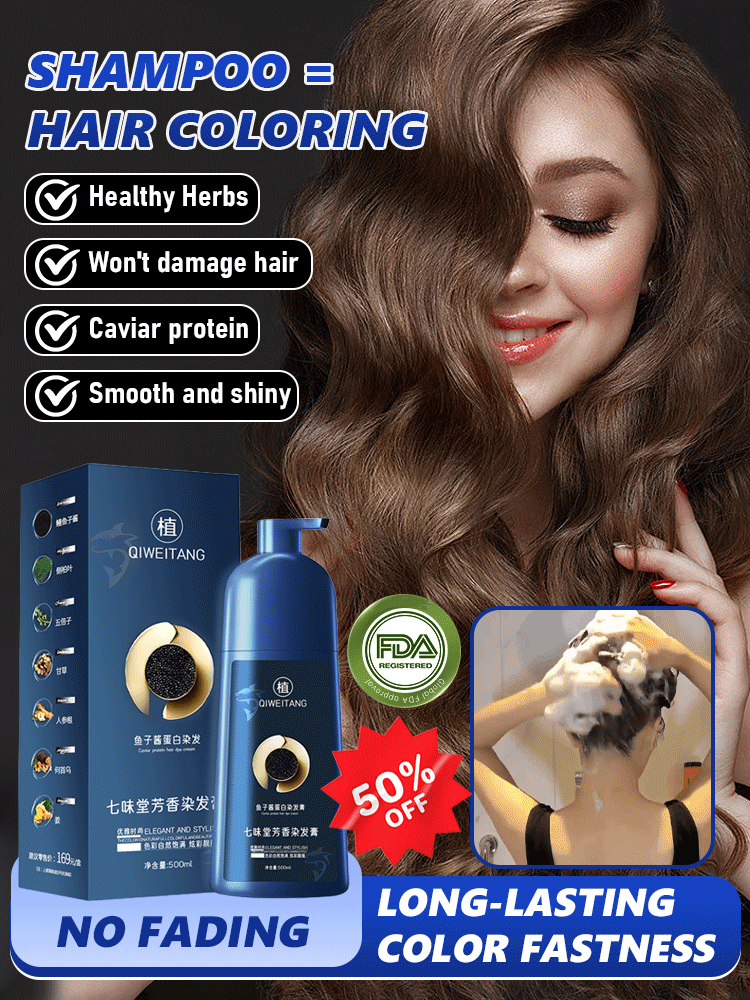 Caviar Protein Hair Dye [3-in-1 Shampoo, Dye, and Conditioner!] 98.9% color retention, +500% shine, +98% softness, natural and long-lasting color! Multiple colors available!