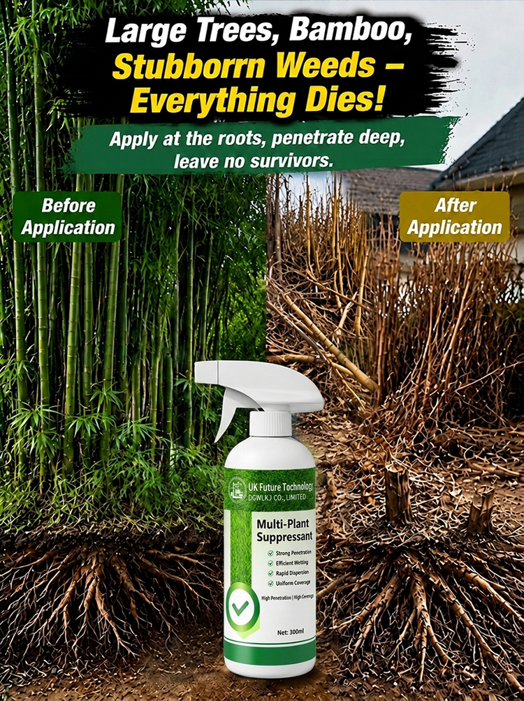 Fast-Acting Weed & Bamboo Removal Spray, 1 Application, 5 Years Weed-Free!【One capful diluted in 60 liters of water can cover 1000 square meters! 100% glyphosate-free, 8 times more effective!】
