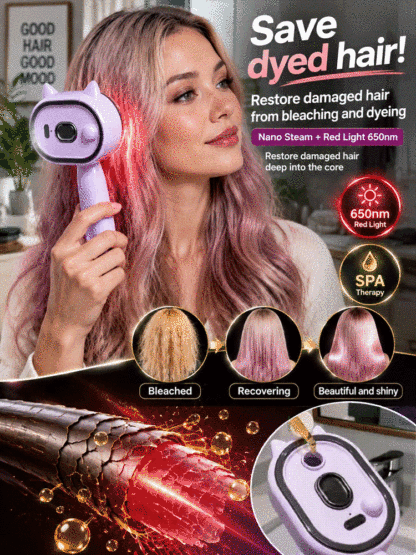 A multifunctional, leave-in essential oil hair care comb with red light therapy—instantly smooths hair, provides salon-grade scalp care, effectively prevents hair loss, and promotes hair regrowth!