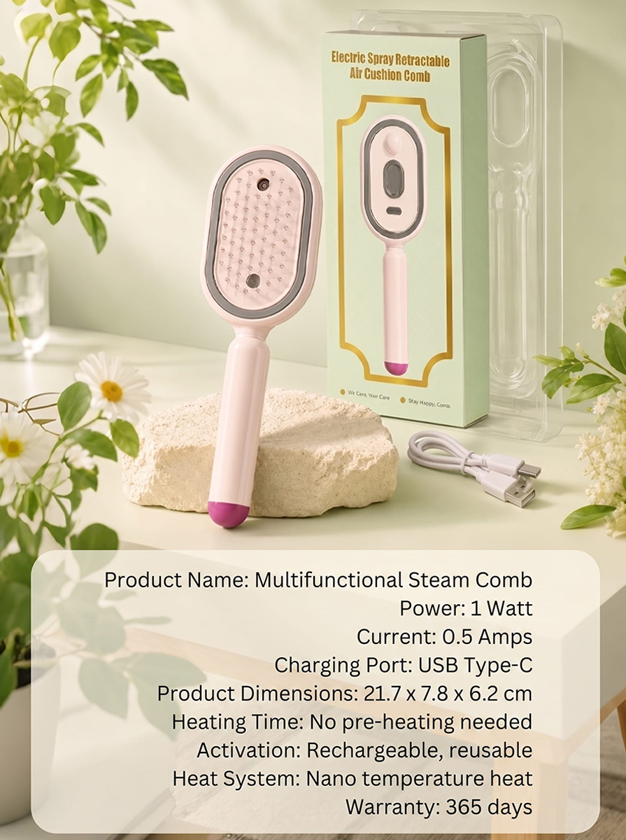 A multifunctional, leave-in essential oil hair care comb with red light therapy—instantly smooths hair, provides salon-grade scalp care, effectively prevents hair loss, and promotes hair regrowth!