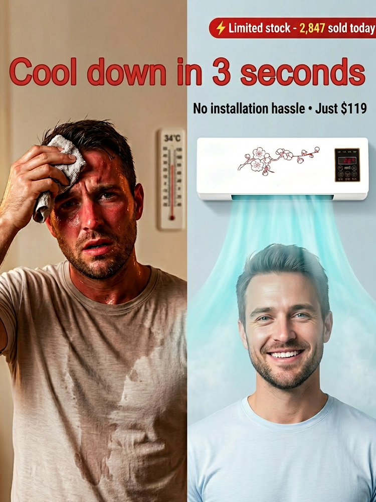 【👍Highly energy efficient, only 1 kWh per day! 👍】Hot and cold wall-mounted home air conditioner【🔥Cooling/Heating in 3 seconds, 🔥No outdoor unit needed🔥, usable anywhere!】