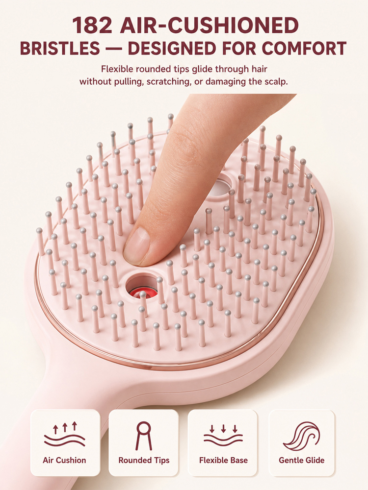 A multifunctional, leave-in essential oil hair care comb with red light therapy—instantly smooths hair, provides salon-grade scalp care, effectively prevents hair loss, and promotes hair regrowth!
