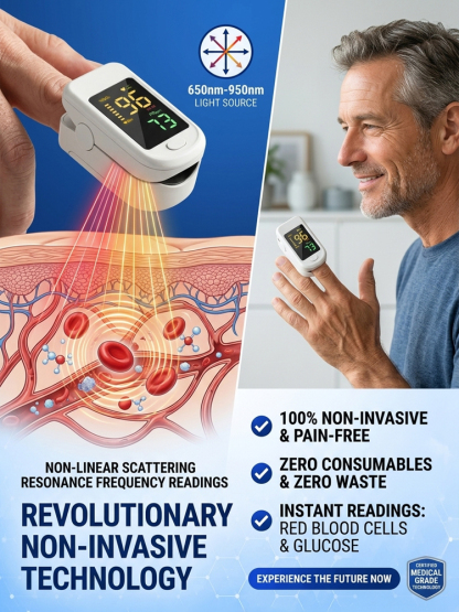 【Official Store】【Professional Medical Equipment】Portable home pulse oximeterMeasures blood glucose, blood pressure, blood oxygen, and heart rate in 3 seconds! Clinically proven accuracy 99%!