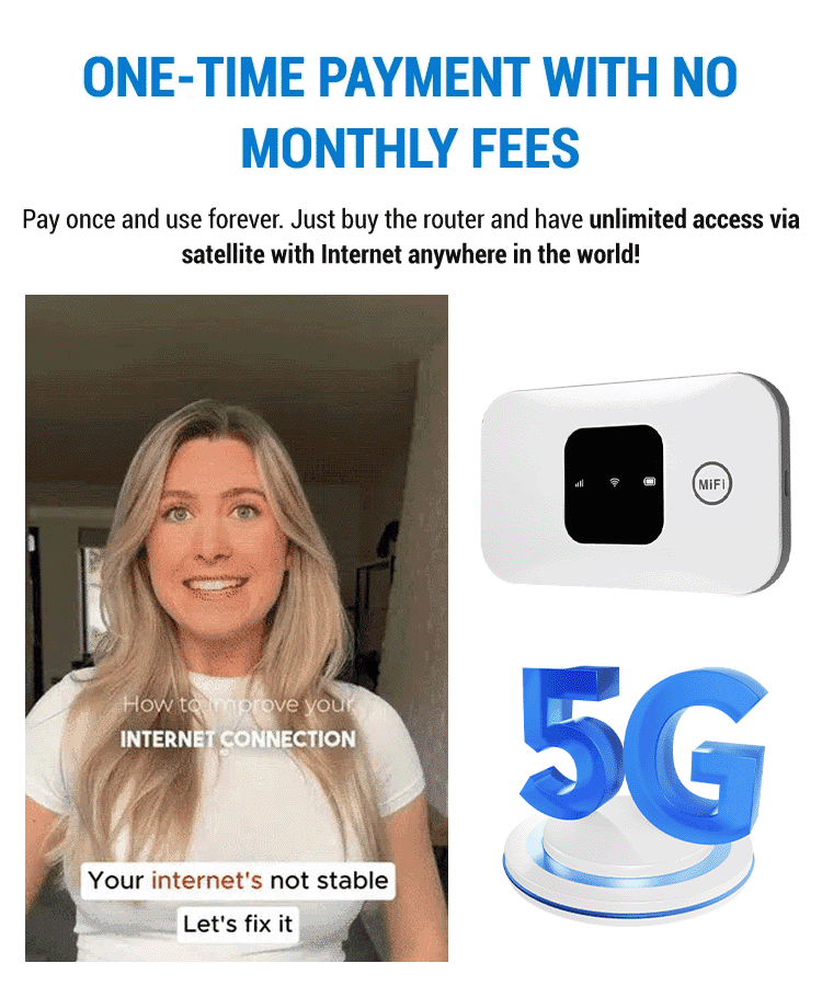 【No SIM, No Contract, No Hidden Costs 】Free Internet in Your Pocket 5G Router【Zero dead zones, full signal strength!One-time purchase, lifetime free high-speed WiFi!】