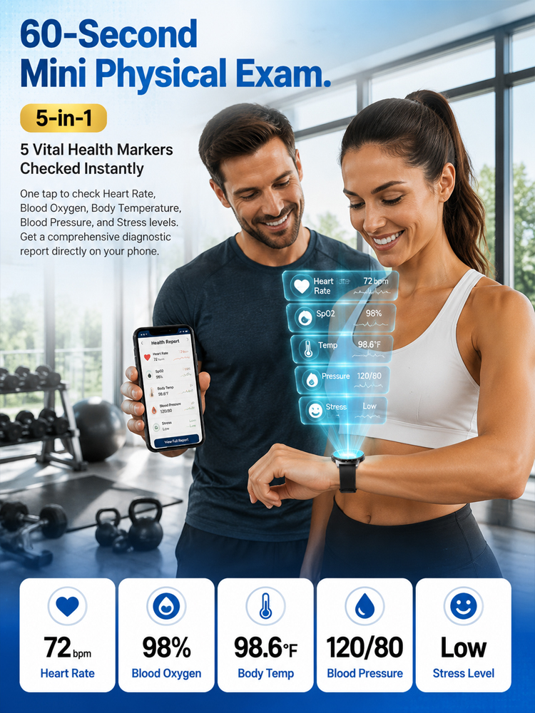 High-precision smart blood glucose monitoring watch【Continuous 24-hour monitoring of health indicators such as blood sugar, blood pressure, and blood oxygen!Clinically validated accuracy rate of 99.9%!】