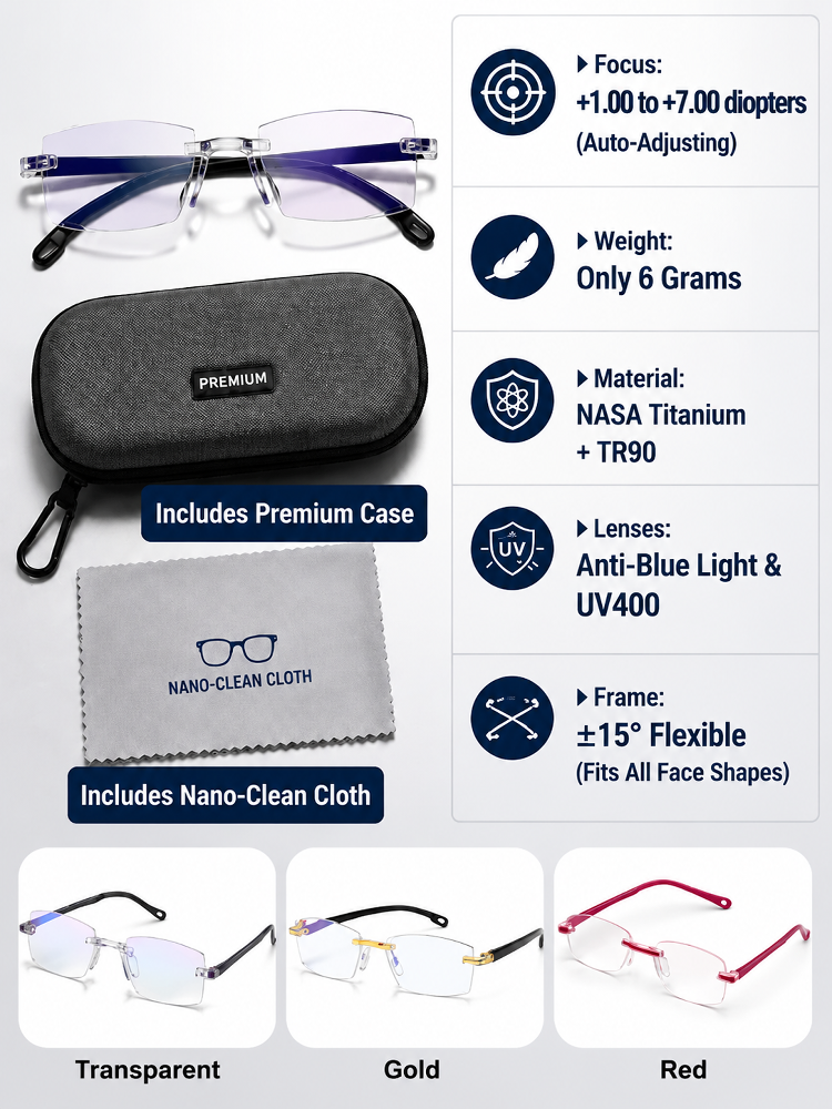 【German Optical Technology】0.01s Autofocus Progressive Lenses | +1.00–+7.00 diopters stepless for reading & driving 【Buy once, service for life – you'll never need glasses again!】