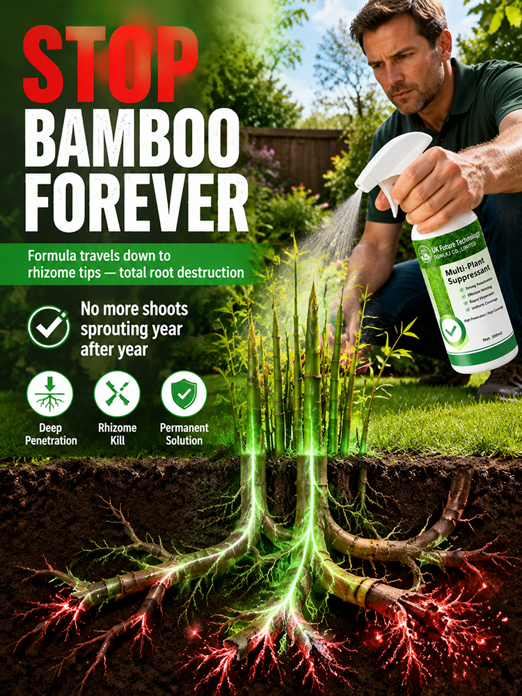 Fast-Acting Weed & Bamboo Removal Spray, 1 Application, 5 Years Weed-Free!【One capful diluted in 60 liters of water can cover 1000 square meters! 100% glyphosate-free, 8 times more effective!】