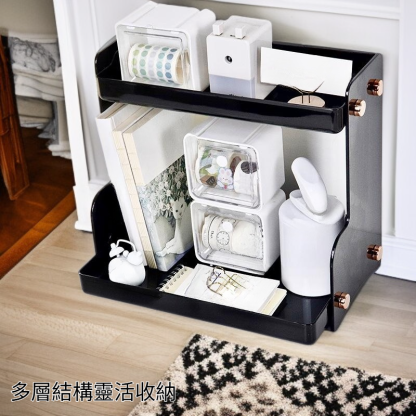 化妝品收納架雙層桌面整理白色黑色多層收納架