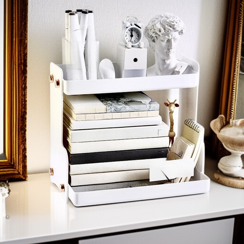 化妝品收納架雙層桌面整理白色黑色多層收納架