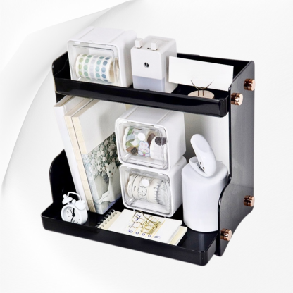 化妝品收納架雙層桌面整理白色黑色多層收納架