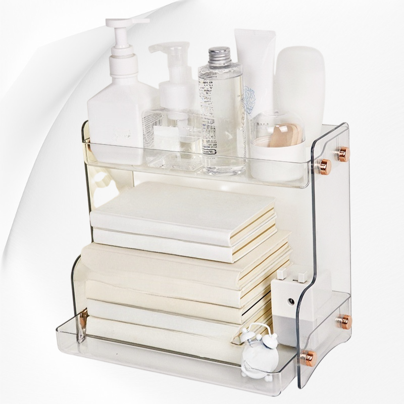 化妝品收納架雙層桌面整理白色黑色多層收納架